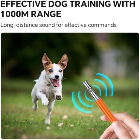 Dog Whistle, Dog Training Whistle with Lanyard, 2 Pcs Adjustable Ultrasonic Silent Dog Recall Whistles, Professional Dog Whistle to Stop Barking Neighbors Dog (Orange & Orange)