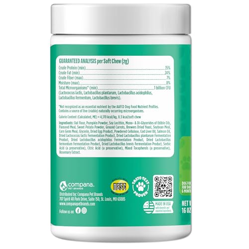 Doggie Dailies Probiotics for Dogs - Advanced Dog Probiotics with Prebiotics - Promotes Digestive Health - Supports Immune System and Overall Health (Pumpkin) 225 Soft Chews
