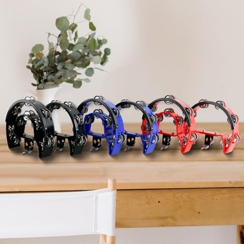 EASTROCK Drum Set Tambourine with Mounting Eye Bolt,Tambourine for Drum Set,Hi Hat Tambourine Double Rows of Jingles (Blue)