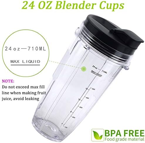 Replacement blender Blade and 24oz Cup Accessories with Lid, Only Compatible with Nutri Ninja SS150,SS151,SS300, SS350,SS351, CO351B, SS100, SS101, CO101B,SS400,SS401