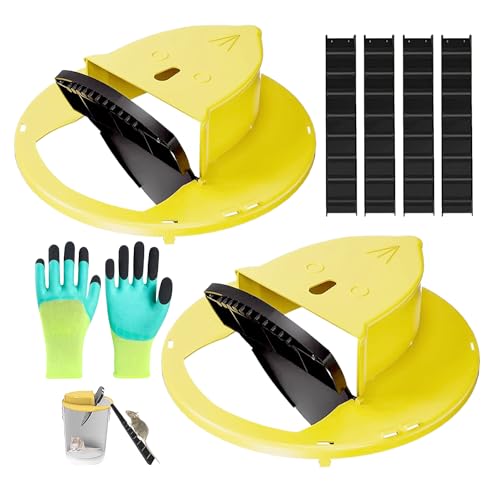 5 Gallon Pail Flip Slide Bucket Mouse Trap,Mouse Traps Indoor for Home, Reusable Mouse Traps,Easy to Assemble, No Springs Will Not Harm Animals, Suitable for Kitchen, Garage, Outdoor (2 Pcs & Gloves)