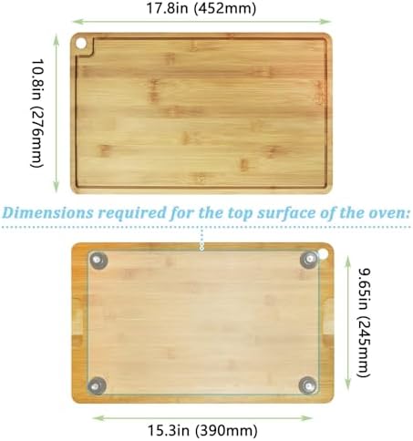 Bamboo Wood Cutting Board Compatible with Breville BOV800XL 860BSS 845BSS, Protects Smart Toaster Oven, With Heat Resistant Silicone Feet and Oven Rack Push Accessories, Creates Storage Space
