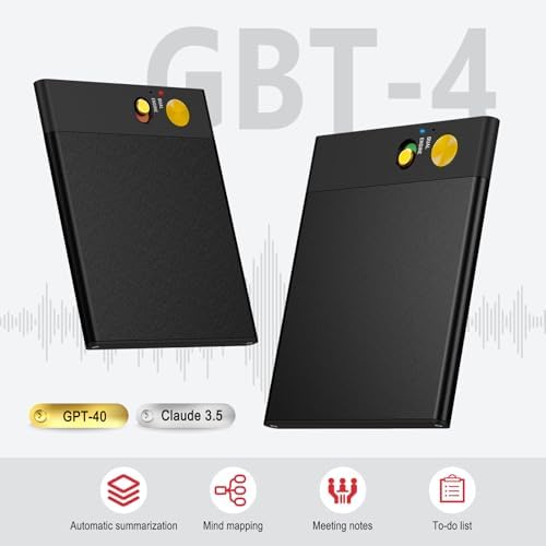 AI Voice Recorder,64GB Voice Recorder by App Control,Transcribe Summarize,AI Speech Processor Empowered Simultaneous Interpretation by ChatGPT for Lectures, Meetings, Calls(Black)