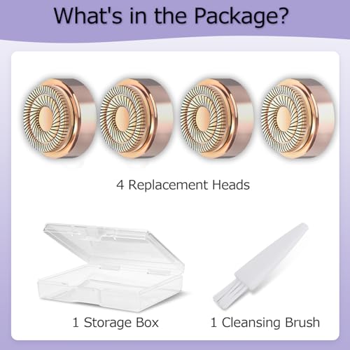 Generation 2 Replacement Heads for Flawless Facial Hair Remover Replacement Heads,Suitable for Flawless Replacement Heads Gen 2 for Flawless Facial Hair Remover for Women,As Seen On TV.(4 Pack)