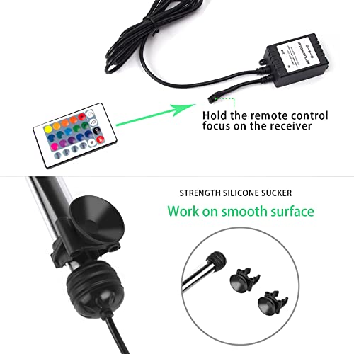 S SMIFUL LED Aquarium Light, RGB Submersible Fish Tank Lights Color Changing IP68 Waterproof Remote Control Sucker Hang Lights Background Wall Decor Lighting 11 inch