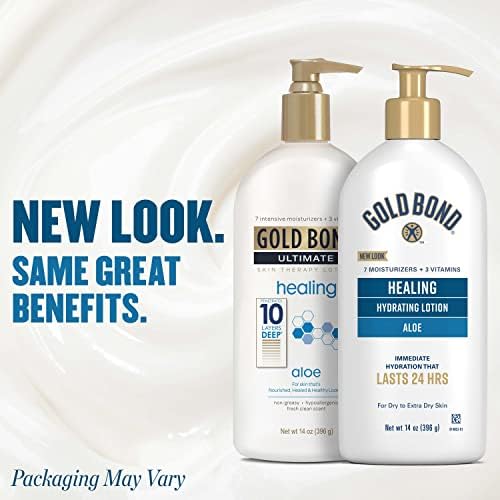 Gold Bond Healing Hydrating Lotion, 14 oz., With Aloe, Moisturizes, Immediate 24-Hour Hydration & Healing Hand Cream, 3 oz., With Aloe, Moisture That Lasts Through Handwashing