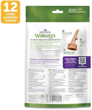 Whimzees Wellness Occupy Dog Dental Treats, Natural Chews, Medium Size, (12 Count)