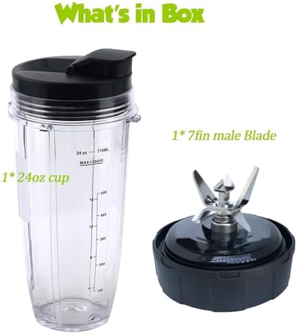 Replacement blender Blade and 24oz Cup Accessories with Lid, Only Compatible with Nutri Ninja SS150,SS151,SS300, SS350,SS351, CO351B, SS100, SS101, CO101B,SS400,SS401