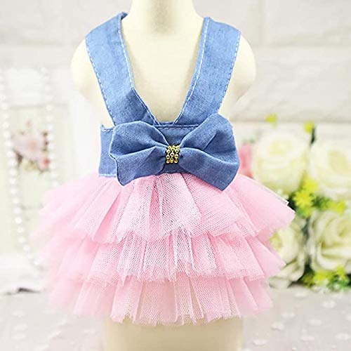 Clopon 3Pcs Harness with Leash Set Puppies Summer Clothes for Small Gril Dogs Christmas Fancy Dresses for Cat Clothes L