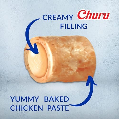 INABA Churu Bites for Cats, Soft Baked Chicken Churu Filled Cat Treats with Green Tea Extract, 0.35 Ounces Each Tube, 9 Tubes Total, Tuna with Salmon Recipe