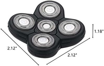 Men Electric Shavers Replacement Heads 5 in 1 Razor Replaceable Alternate Floating Washable Blade Trimmers Head (Black-2pcs)