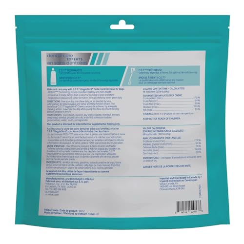 Virbac C.E.T. VEGGIEDENT FR3SH Tartar Control Chews for Dogs, Medium, Beef, 1.6 pounds