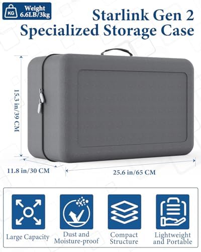 Starlink Gen 2 Carrying Case,Outdoor Travel Case for Standard Starlink V2 Accessories ,Semi-Rigid EVA ,Compact Interior,Large Capacity(Holds Starlink V2 Dish & Router & Cable & Mount & Power Supply )