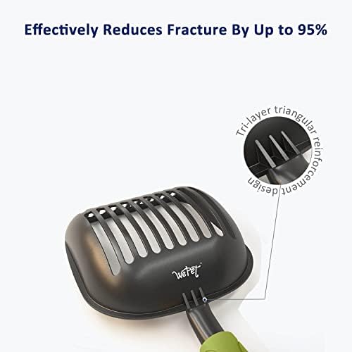 WePet Cat Litter Scoop, Non-Stick Plated Aluminum Alloy Sifter, Kitty Durable Metal Scooper, Deep Shovel, Long Handle, Kitten Pooper Lifter, Size Large, Coated Black Body with Green Handle