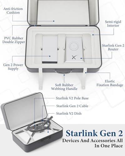 Starlink Gen 2 Carrying Case,Outdoor Travel Case for Standard Starlink V2 Accessories ,Semi-Rigid EVA ,Compact Interior,Large Capacity(Holds Starlink V2 Dish & Router & Cable & Mount & Power Supply )