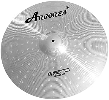 Arborea Cymbal Pack 14"Hihats 16"Crash 18"Crash 20"Ride 5 Pieces Cymbals for Drum Set Silver Drum Practice Cymbal for Beginner