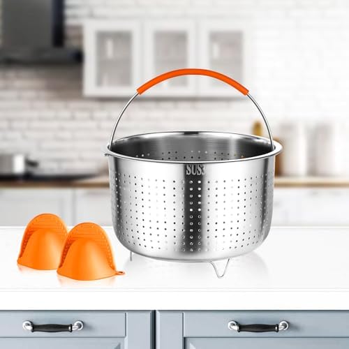 GREATLINK Food Steamer for Cooking, Vegetable Steamer Basket for Instant Pot Accessories 6 Qt, Stainless Steel Steamer Basket for Pot, Veggie, Fish, Seafood, Egg, Pasta, Dumpling Steamer with Handle (6 Qt - Steamer Basket)