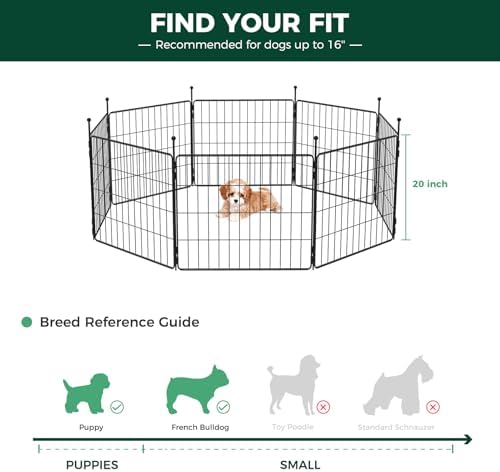 FXW MiniPaws Dog Playpen Designed for Puppies/Small Dogs, Expandable Dog Pen for Indoor/Outdoor Use, 20 inch 16 Panels