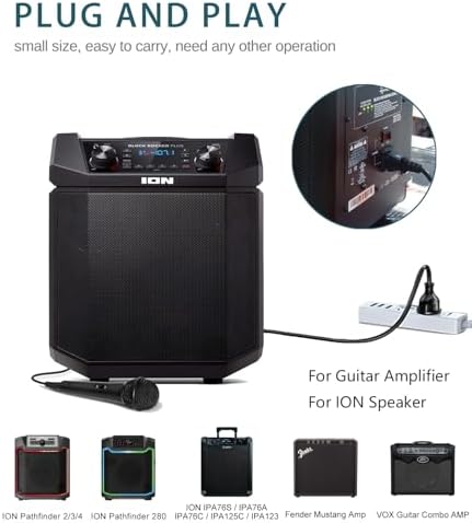 Amplifier Power Cord for ION Pathfinder 2 3 4 Speaker, Musical Vox Guitar Amp, ION Block Rocker iPA76C iPA76A iPA76S IPA23 Block Party & Live Replacement 18AWG Charger Supply Cable 3 Feet