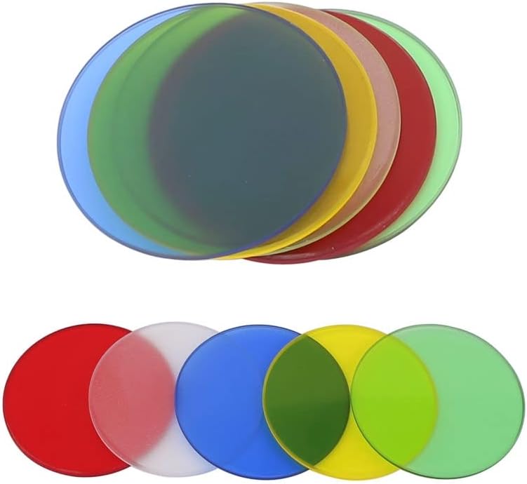 5 Pieces Microscope Filters, 32 35 42 45mm Diameter Biological Microscope Accessories Green Blue Yellow White Red Optical Glass (Color : Diameter 32mm)