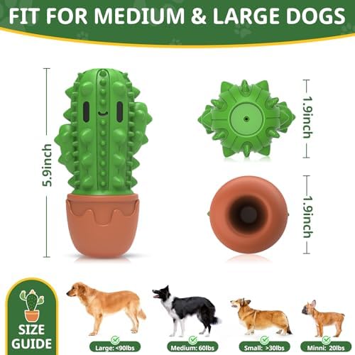 Dog Toys for Aggressive Chewers,Durable Dog Chew Toys for Medium Large Dogs Beef Favor,Cactus Dog Toothbrush Teeth Cleaning Toy Dog Toys to Keep Them Busy Christmas Birthday Gifts