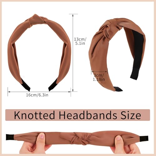 Headbands for Women, 8Pcs Knotted Headbands Fashion Women Hair Accessories Coffee Series Knotted Wide Headbands