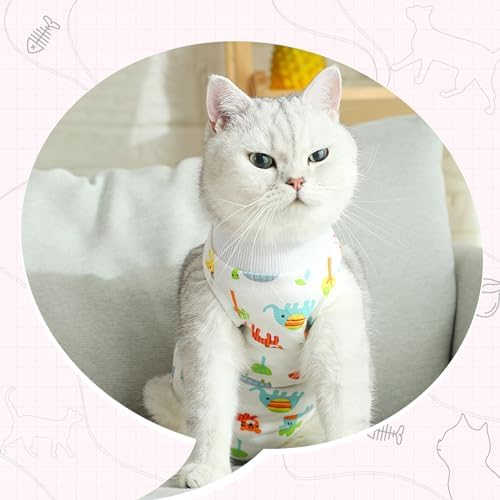 2 PCS Cat Recovery Suit for Spay Abdominal Wounds Cat Onesie for Cats After Surgery Recovery Suit Female Breathable E-Collar Alternative Kitten Onesie Anti Licking (Medium)