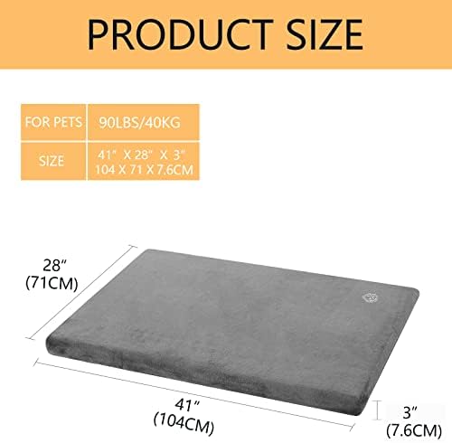 EMPSIGN Stylish Dog Bed Mat Dog Crate Pad Mattress Reversible (Cool & Warm), Water Proof Linings, Removable Machine Washable Cover, Firm Support Small to XX Large Dogs, Grey,XL(41''''*28''''*3'''')