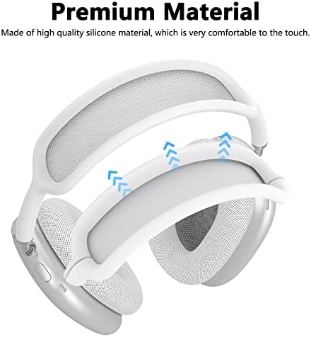 Silicone Case Cover for AirPods Max Headphones, Clear Soft TPU Ear Cups Cover/Ear Pad Case Cover/Headband Cover for AirPods Max (2024/2020),Transparent Accessories for Apple AirPod Max (USB-C), White