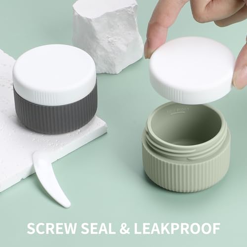ME.FAN Travel Containers for Toiletries, TSA Approved 1.5 oz Silicone Cream Jars, Leak-proof Travel Size Containers, Travel Accessories with Lid for Cosmetic Face Hand 4 Pack White Lid - Desert Sage