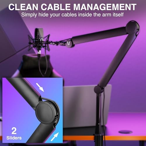 SA-30 Microphone Boom Arm, 360Β° Rotatable Mic Stand with 6 inch riser, Microphone Holder with 1/4", 3/8" and 5/8" Adapters, Professional Microphone Arm with Accessories, Mic Boom Arm Black