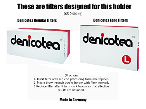 Denicotea Lady Ejector Series Cig Holder with Filter Slot & 10 Free Filters - Black - Add Style and Sophistication - Avoid Stained Lips & Fingers - German Engineering