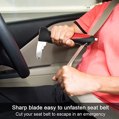 byojia 5 in 1 Vehicle Support Handles Elderly Portable Automotive Door Assist Handles Multifunction Car Handle for Elderly and Handicapped (Red-with Nylon Handle)