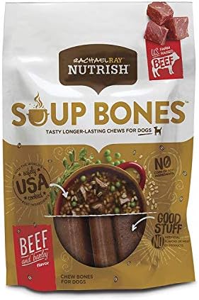 Rachael Ray Nutrish Soup Bones Dog Treats, Beef & Barley Flavor, 3 Bones (Pack of 8)