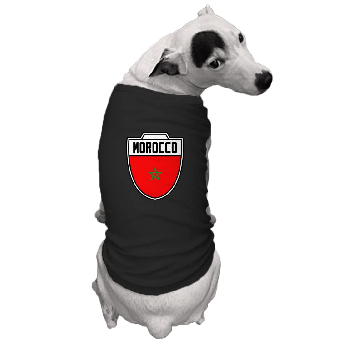 Morocco Soccer Crest - Country Futbol Dog Shirt (Black, X-Large)