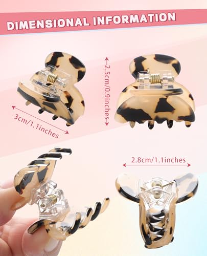 Claw Hair Clips Jaw Clamps - 12PCS Small Hair Claw Jaw Clamp for Thin Hair Styling Accessories Classic Hair Clamp for Women Girls(Amber)