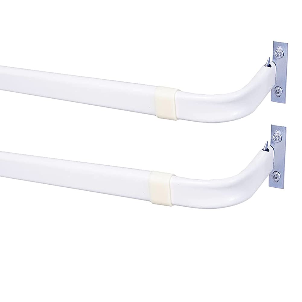 Blu-Pier Tech Heavy Duty Single Rod,Lock Seam Curtain Rod 28 to 48-Inch Adjustable Width, 2 1/2-Inch Projection,Hardware Included,White(Pack of 2)