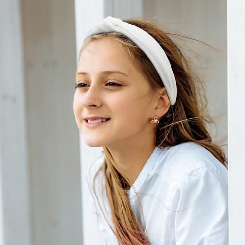 VELSCRUN 12 Pack Headbands for Women Gilrs White Fashion Pink Knotted Head Bands Solid Red Headband Non Slip Hair Band for Women's Thin Thick Short Hair Face Wash Hair Accessories Gifts for Women