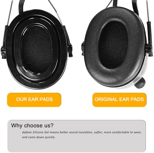 Silicone Gel Instant chill Earpads - defean Replacement Ear Cushion Compatible with 3M WorkTunes(90543, 90544, 90542, 90541)/ Peltor Range Guard Connect Hearing Protector(EM042/033/037 Series)