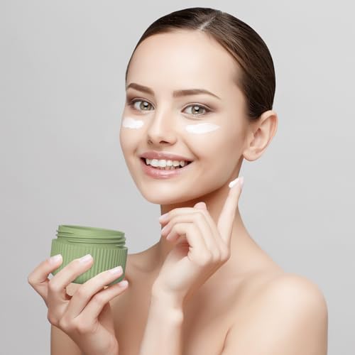 ME.FAN Travel Containers for Toiletries, TSA Approved 1.5 oz Silicone Cream Jars, Leak-proof Travel Size Containers, Travel Accessories with Lid for Cosmetic Face Hand 4 Pack White Lid - Desert Sage