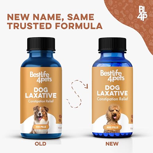 Dog Laxative Constipation Relief, Dog Stool Softener Remedy Eases Irregular Bowel Movements, Scooting & Rectal Itching; Supports Canine Digestion & Canine Gas Relief, 400 Odorless, Tasteless Pills