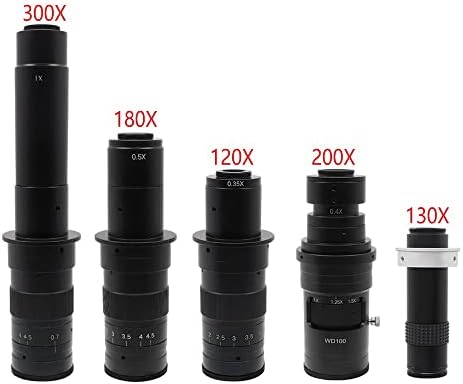 Microscope Accessories Kit for Adult Adjustable Magnification 300X 200X 180X 130X 120X Zoom C Mount Lens for HDMI VGA USB Industry Video Soldering Microscope Camera Accessory (Color : 130X)