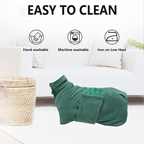 Geyecete Dog Bathrobe Towel Dog Drying Coat-Dry Fast Dog Bag-Pineapple Grid Fast Drying Super Absorbent Pet Dog Cat Bath Robe Towel-Green-XXL