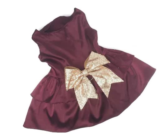 Burgundy Dog Dress, Wedding Dog Dress, Dog Flower Girl Dress, The Eloise, Wine and Copper Wedding Dog Dress, Dog Clothes (XXX-Large (28-40 lbs))
