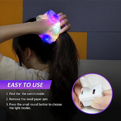 Light Up Scrunchies, Double-layer LED Scrunchy Colorful Hair Ties Glow in the Dark Party Supplies Glow Sticks Party Favor Festival Rave Accessories for Girls & Women Neon Party (9PCS-Multi-color)