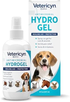 Vetericyn Plus Dog Wound Care Hydrogel Spray | Healing Aid and Wound Protectant, Sprayable Gel to Relieve Dog Itchy Skin, Safe for All Animals. 8 Ounces