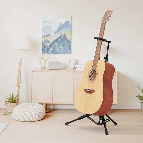 Universal Guitar Stand, Height Adjustable Acoustic Guitar Stand Floor for Electric Guitars Bass Accessories Banjo Stand, Folding Tripod Guitar Stands for Single Guitars & Basses (1 PC)
