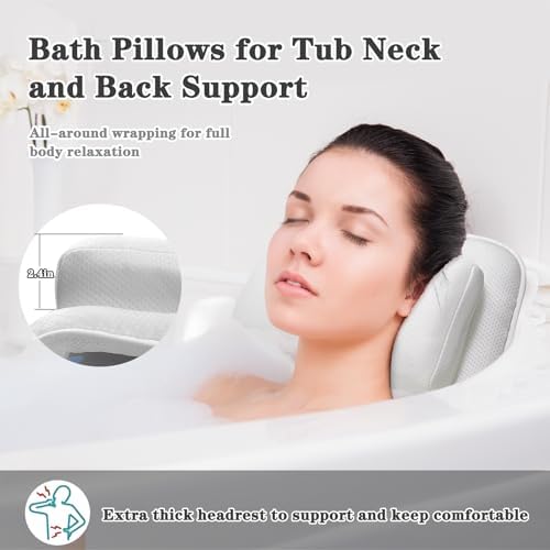 Full Body Bath Pillow, Spa Bath Pillows for Tub Neck and Back Support, Luxury Bath Tub Pillow with Laundry Bag, Bathtub Accessories for Women Relaxing