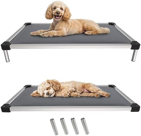 FXW TitanNest Padded Dog Bed for Crate, Chew-Proof Elevated Cot for Indoor/Outdoor/Camping Use, Durable & Washable Pet Bed for Small and Medium Dogs, 36-Inch, Grey