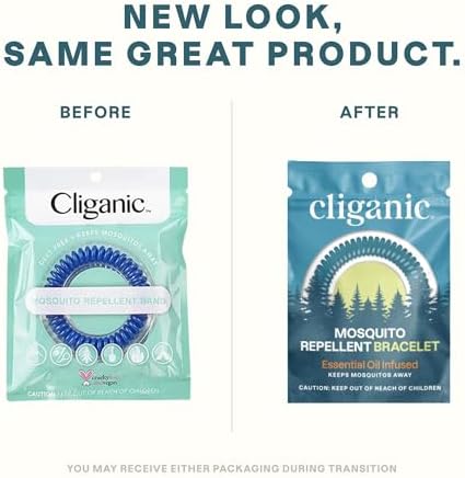 Cliganic 25 Pack Mosquito Repellent Bracelets, DEET-Free Bands, Individually Wrapped (Packaging May Vary)